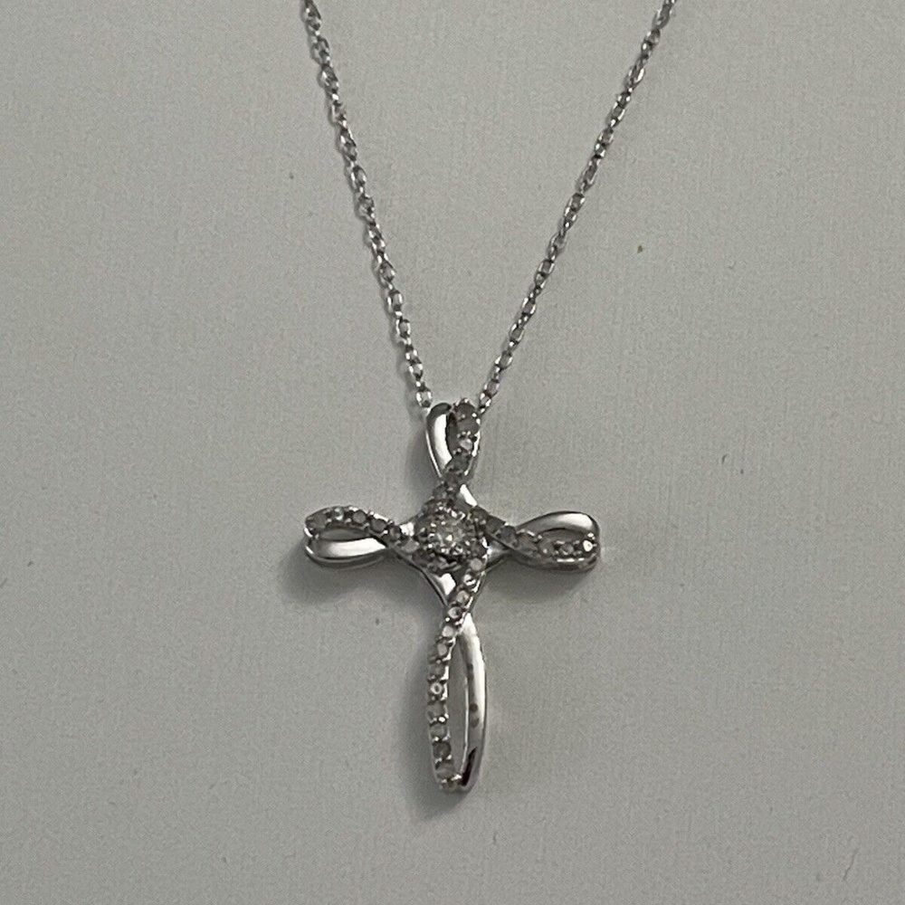 necklace 925 silver with natural diamonds 16" silver necklace with pendant